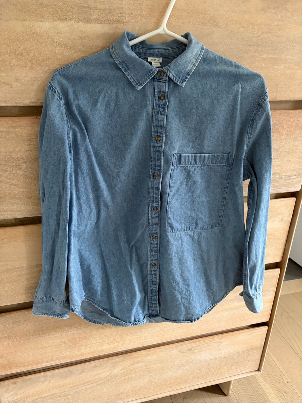 aerie Light Blue Denim Button-Up Top